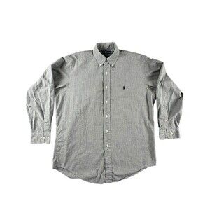 Ralph Lauren Yarmouth Shirt Mens 15.5 32/33 Gingham Check Black White Dress